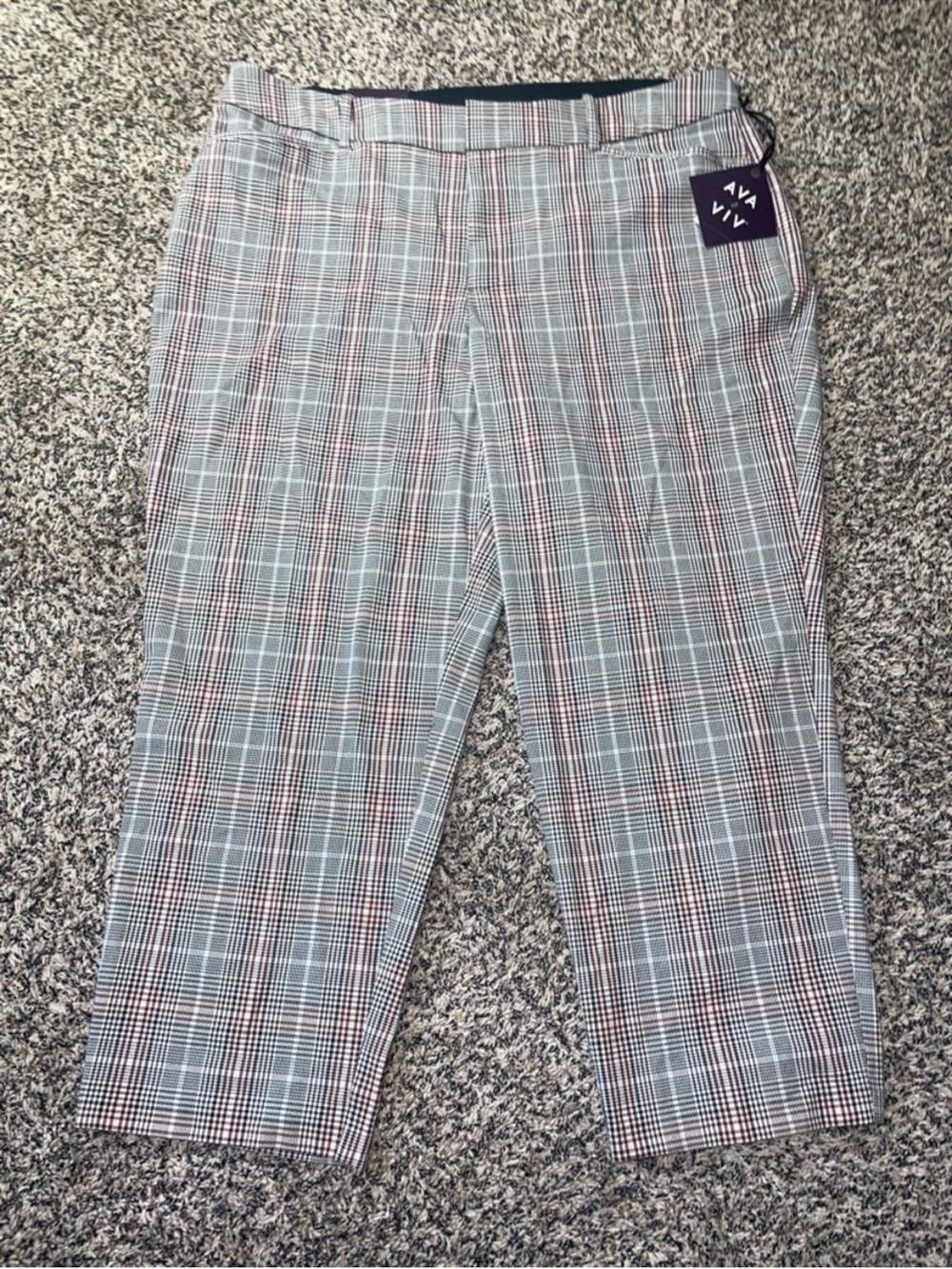 FALL RESTOCK! Ava & Viv Plaid Stretch Woven HR Ankle Pants Plus Size NWT